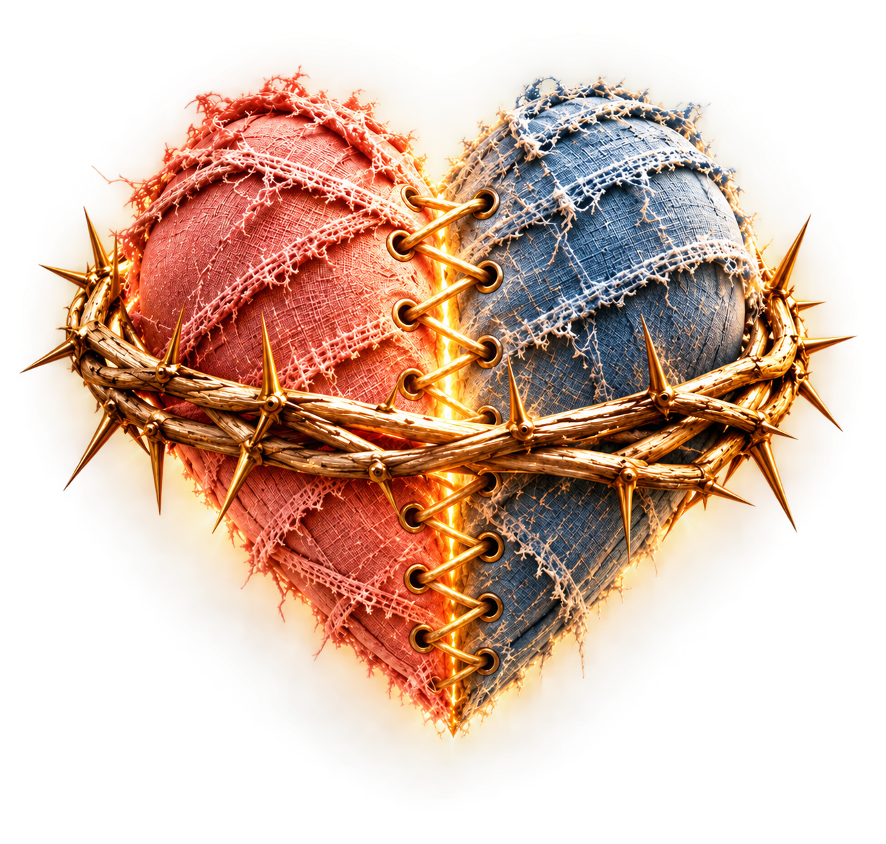 The original red and blue heart joined with gold